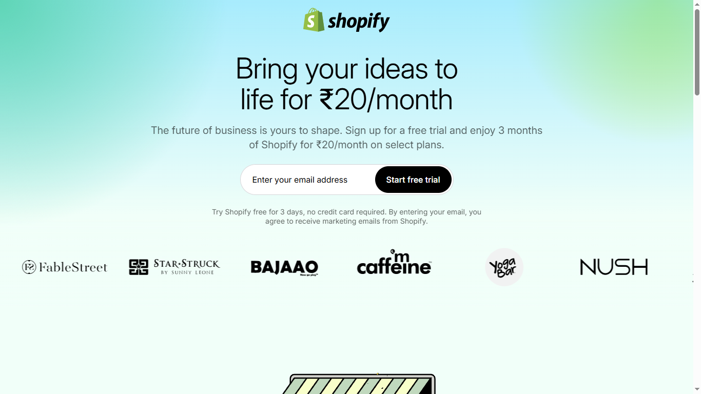 Shopify web layout